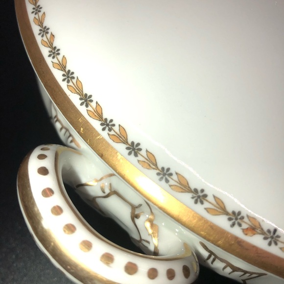 Vintage Haviland France Limoges Soup Tureen Hand Painted Gold Trim MCM - Picture 6 of 14